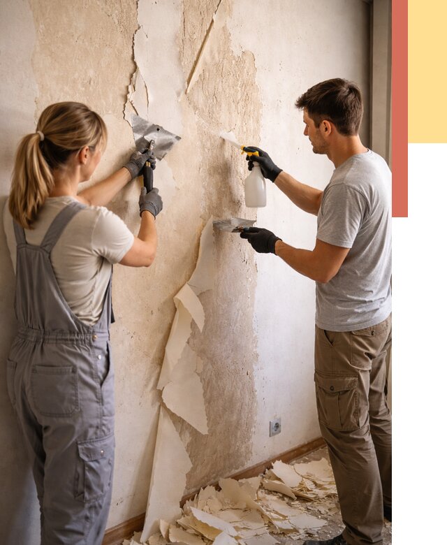 Снятие старых обоев в Апшеронске от 5380 руб. под ключ недорого | ОТДЕЛОЧНИК-Пшр