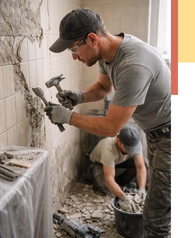 Демонтаж плитки со стен в Апшеронске от 871 руб. — быстро и недорого | ОТДЕЛОЧНИК-Пшр