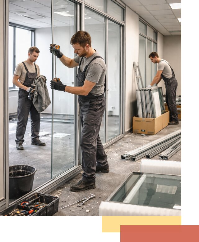 Демонтаж стеклянных перегородок в Апшеронске быстро и безопасно