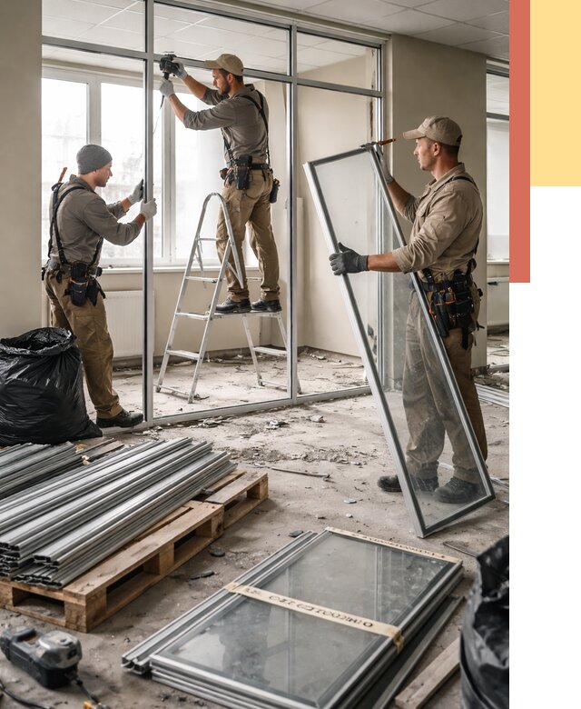 Демонтаж алюминиевых перегородок в Апшеронске от 4304 руб. — быстро и недорого | ОТДЕЛОЧНИК-Пшр