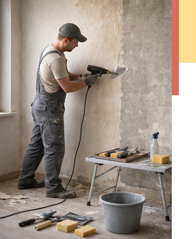 Очистка стен от клея в Апшеронске от 1896 руб. — снятие и удаление клея со стен | ОТДЕЛОЧНИК-Пшр