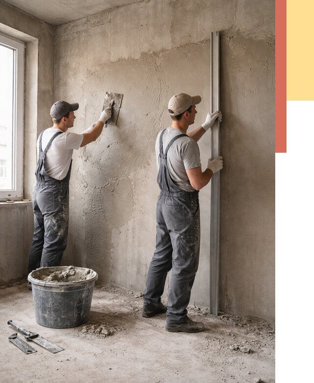 Штукатурка бетонных стен в Апшеронске от 4612 руб/м² — качественно и быстро | ОТДЕЛОЧНИК-Пшр