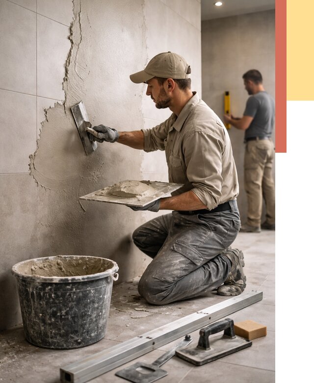 Штукатурка стен в ванной в Апшеронске от 4612 руб./м² — выравнивание под ключ | ОТДЕЛОЧНИК-Пшр