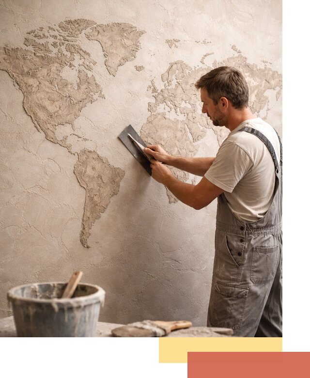 Декоративная штукатурка «Карта мира» под ключ в Апшеронске