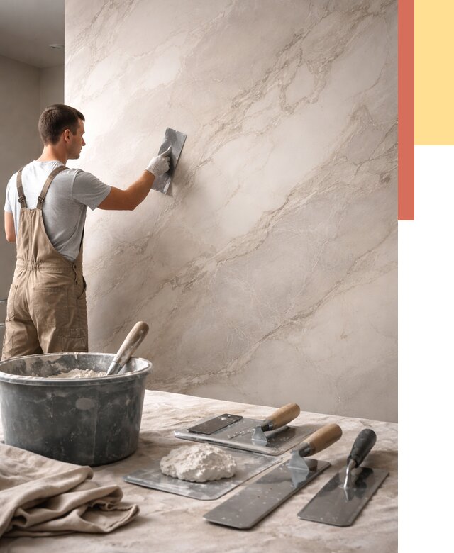 Декоративная штукатурка под мрамор в Апшеронске от 2869 руб./м² — быстро и недорого | ОТДЕЛОЧНИК-Пшр