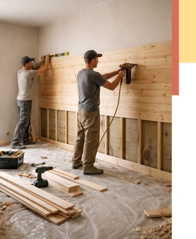 Монтаж деревянной вагонки на стены в Апшеронске от 7686 руб. | Услуги монтажа вагонки | ОТДЕЛОЧНИК-Пшр