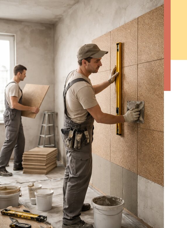 Монтаж пробковых панелей на стены в Апшеронске от 3587 руб. — ОТДЕЛОЧНИК-Пшр