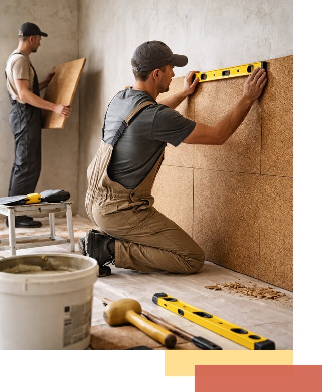 Монтаж пробковых панелей на стены в Апшеронске быстро и качественно