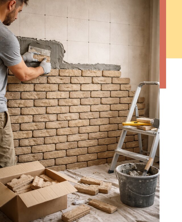 Монтаж декоративного кирпича в Апшеронске от 3279 руб./м² — быстро и недорого | ОТДЕЛОЧНИК-Пшр