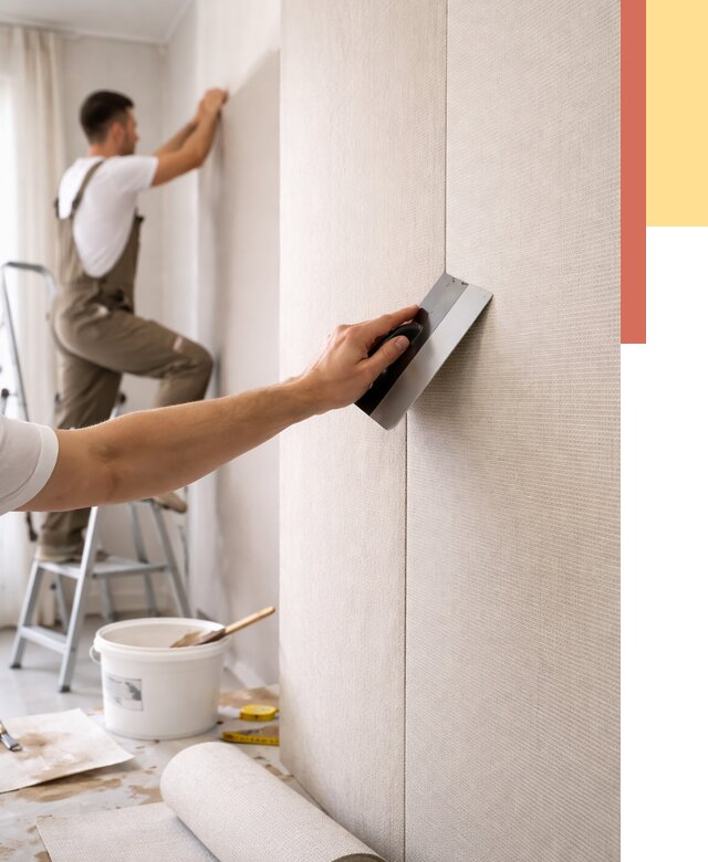 Поклейка текстильных обоев в Апшеронске от 4612 руб. под ключ | ОТДЕЛОЧНИК-Пшр