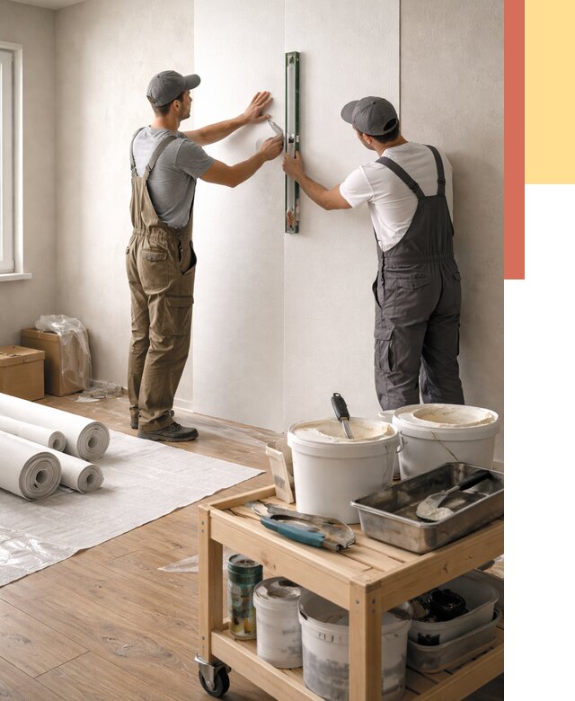 Поклейка стеклообоев в Апшеронске от 6661 руб. за м2 — быстро и недорого | ОТДЕЛОЧНИК-Пшр