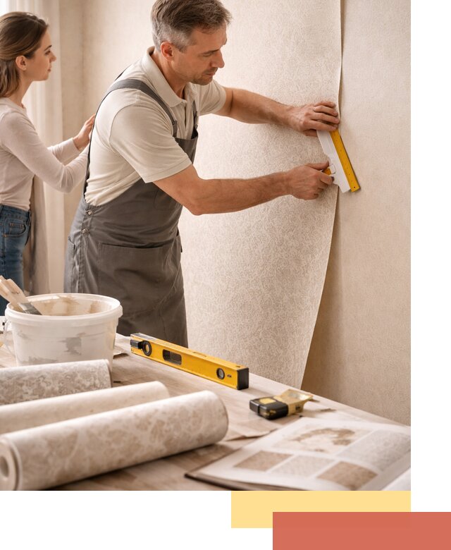 Поклейка обоев с подбором рисунка в Апшеронске