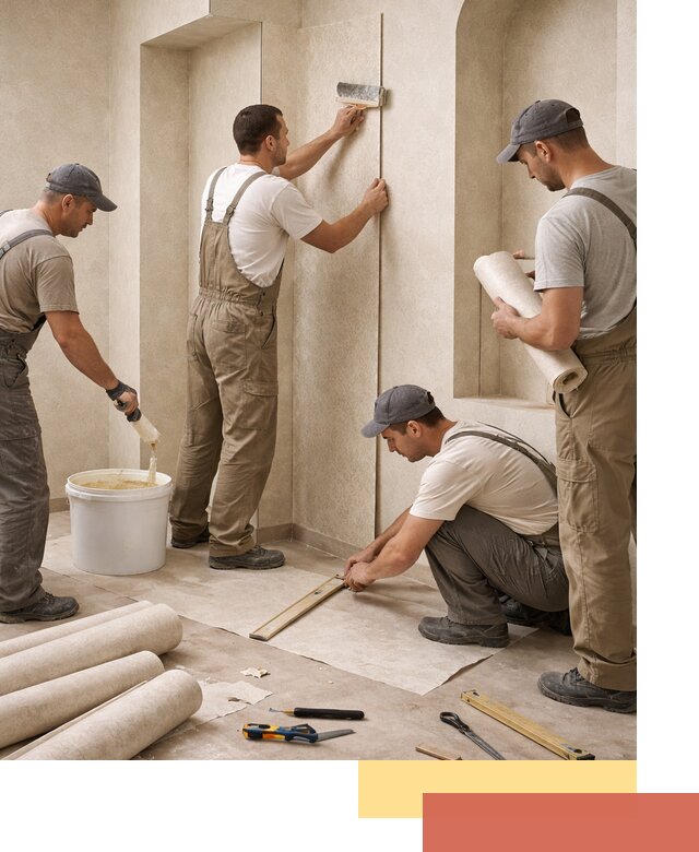 Поклейка обоев на сложные стены и неровные поверхности в Апшеронске