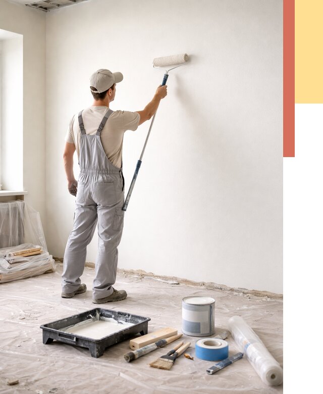 Покраска стен водоэмульсионной краской в Апшеронске от 461 руб. за м² | ОТДЕЛОЧНИК-Пшр