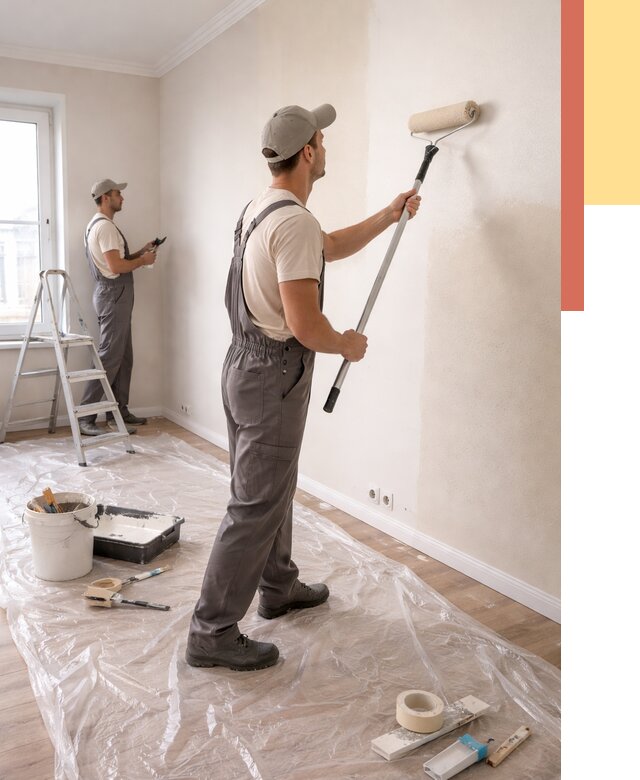 Покраска стен акриловой краской в Апшеронске от 3587 руб./м² — быстро и недорого | ОТДЕЛОЧНИК-Пшр