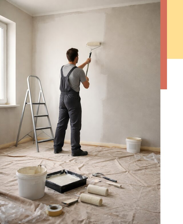 Покраска стен моющейся краской в Апшеронске от 359 руб./м² — быстро и недорого | ОТДЕЛОЧНИК-Пшр