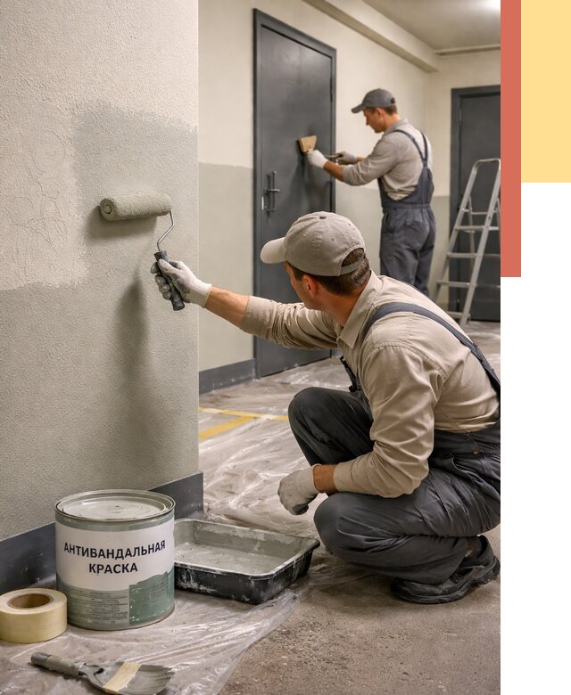 Покраска стен антивандальной краской в Апшеронске от 4612 руб./м² под ключ | ОТДЕЛОЧНИК-Пшр