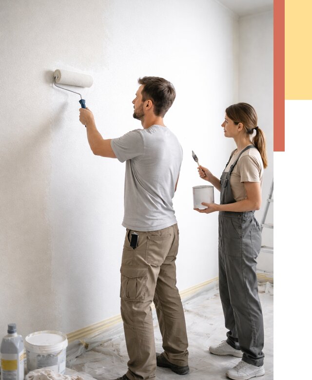 Окраска стен по стеклохолсту в Апшеронске от 4612 руб/м² под ключ | ОТДЕЛОЧНИК-Пшр