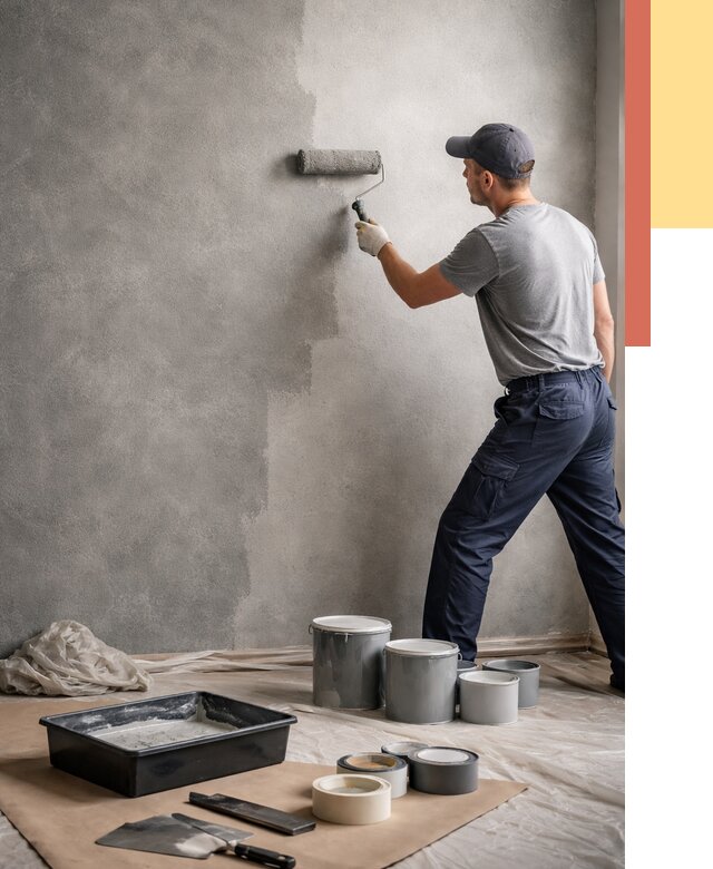 Покраска стен под бетон в Апшеронске от 666 руб. за м2 — быстро и недорого | ОТДЕЛОЧНИК-Пшр