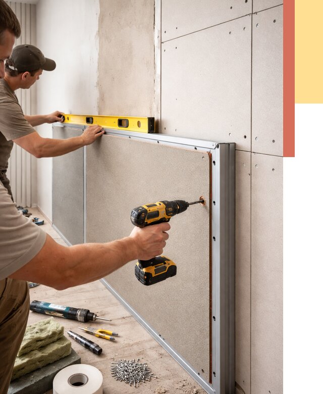 Шумоизоляция стен панелями ЗИПС в Апшеронске от 2255 руб./м² под ключ | ОТДЕЛОЧНИК-Пшр