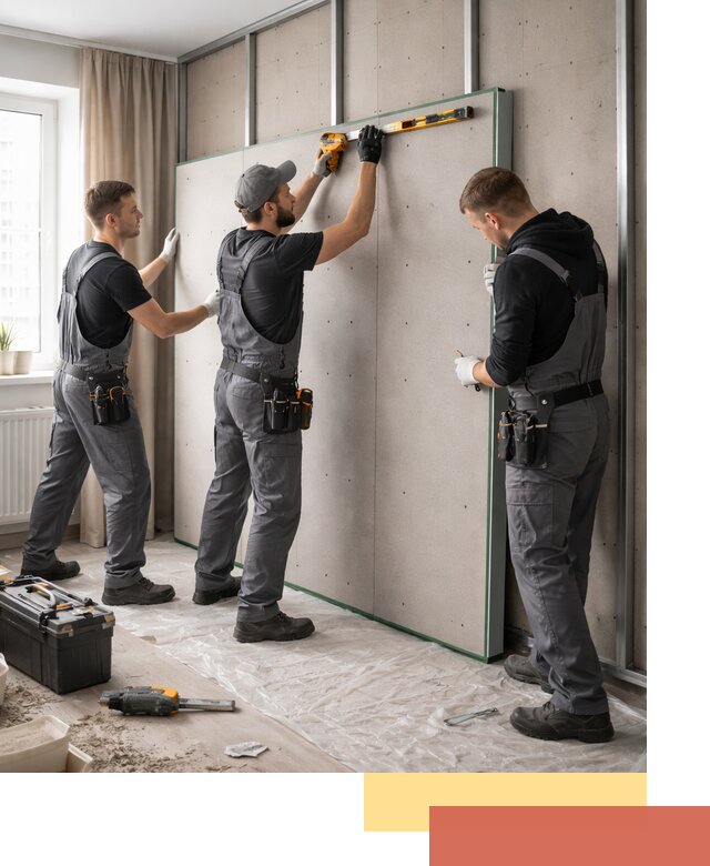 Шумоизоляция стен панелями ЗИПС в Апшеронске для жилых и коммерческих помещений