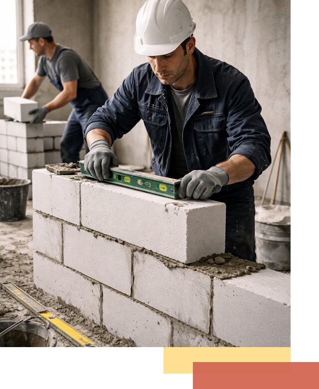 Кладка перегородок из пеноблока под ключ в Апшеронске