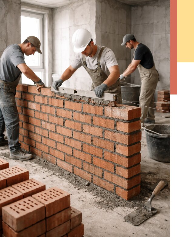 Кладка перегородок из кирпича в Апшеронске от 3587 руб. за м² | ОТДЕЛОЧНИК-Пшр