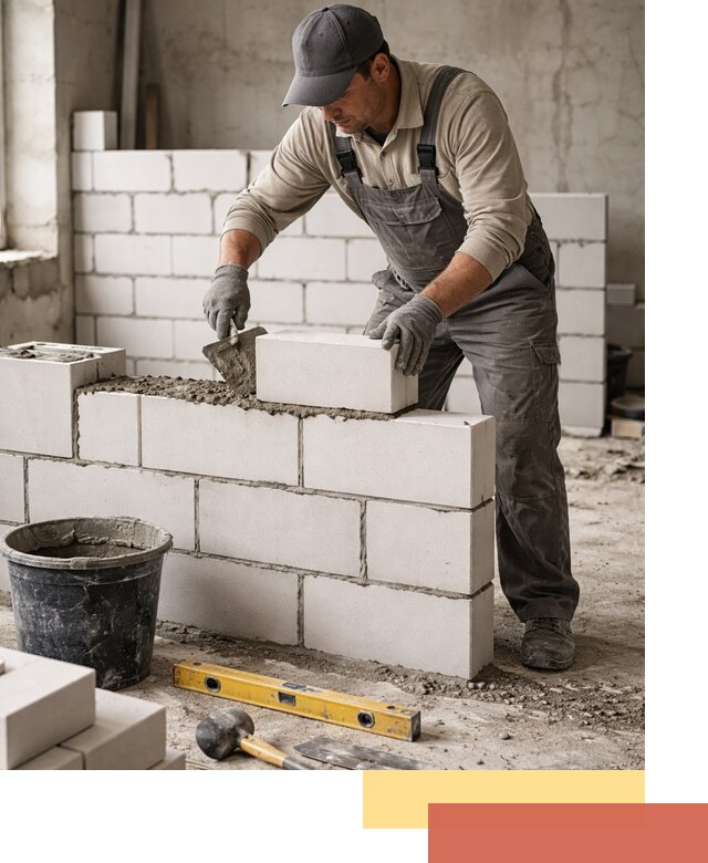 Кладка перегородок из силикатного блока в Апшеронске