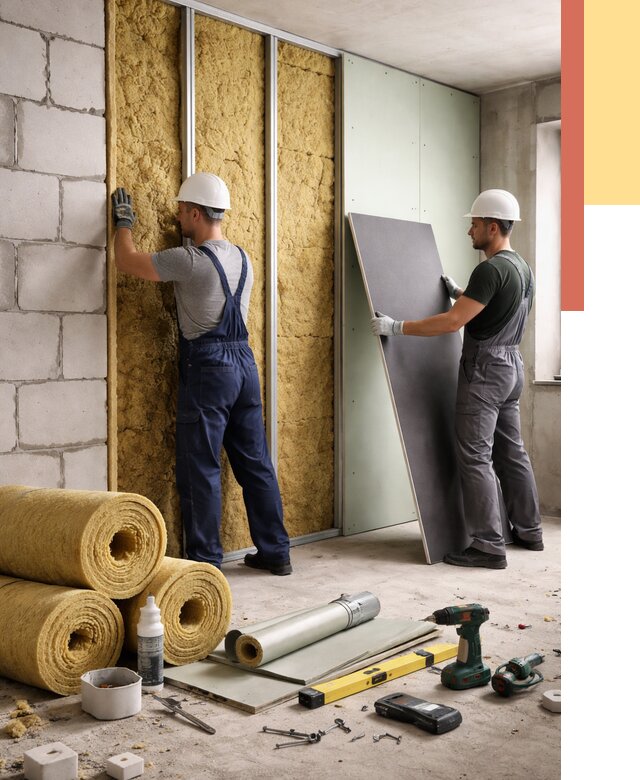 Шумоизоляция перегородок из блоков в Апшеронске от 1896 руб./м² — быстро и недорого | ОТДЕЛОЧНИК-Пшр