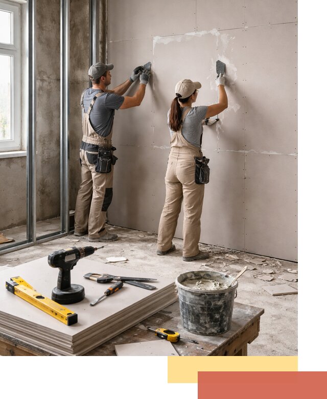 Монтаж двухслойной перегородки из гипсокартона в Апшеронске