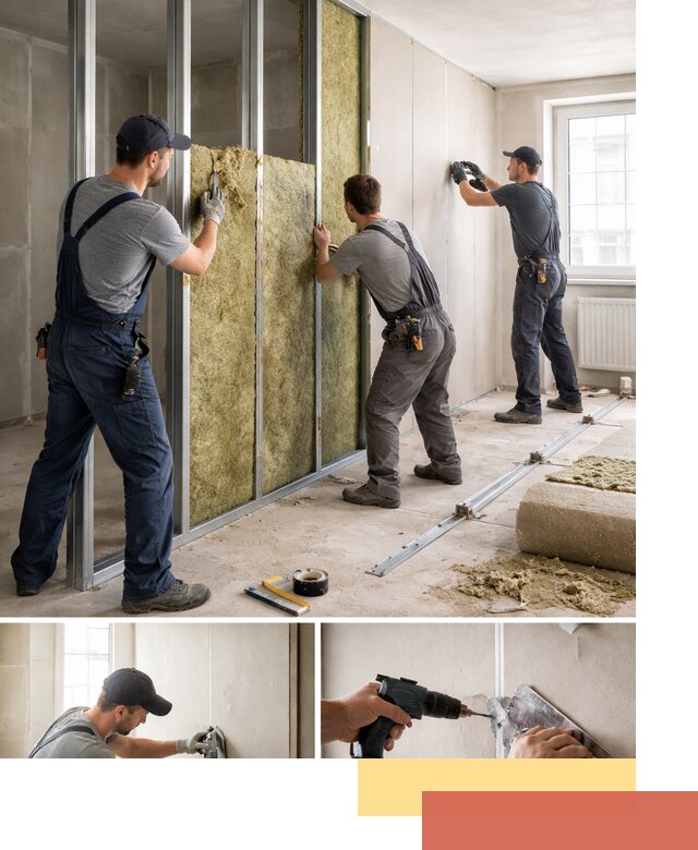 Перегородка из гипсокартона с шумоизоляцией в Апшеронске — монтаж под ключ