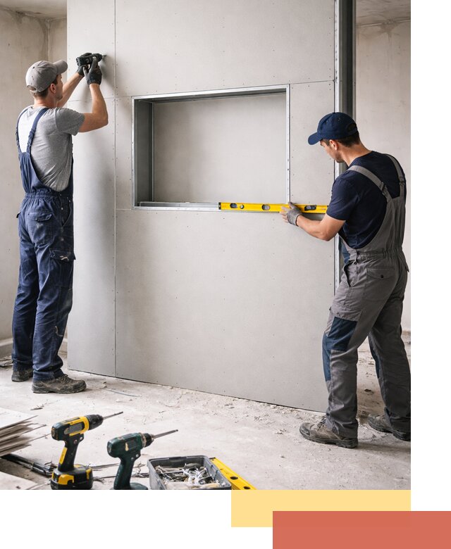 Перегородка из гипсокартона с нишей под декор в Апшеронске