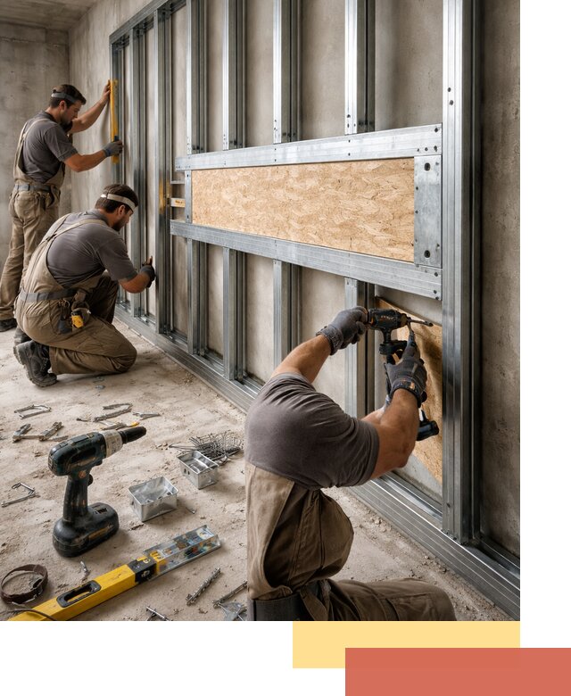 Усиленная перегородка для крепления тяжёлых конструкций в Апшеронске