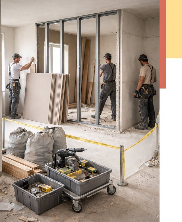 Перенос гипсокартонной перегородки в Апшеронске под ключ от 4612 руб. | Демонтаж и монтаж – ОТДЕЛОЧНИК-Пшр