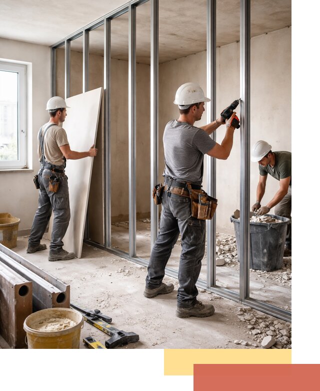 Перенос гипсокартонной перегородки в Апшеронске профессионально и быстро