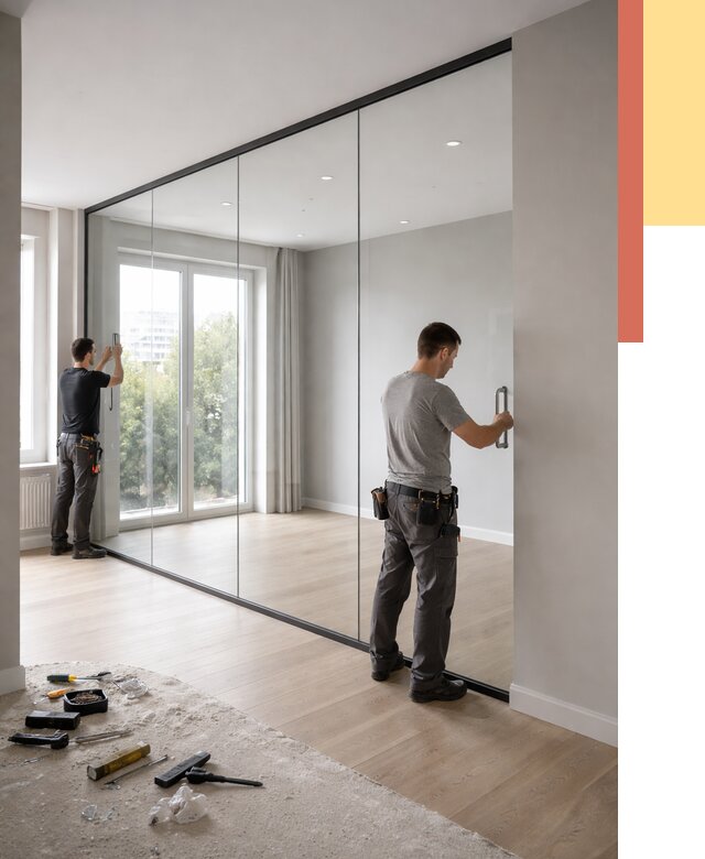 Изготовление стеклянных перегородок в Апшеронске от 12656 руб. под ключ | ОТДЕЛОЧНИК-Пшр