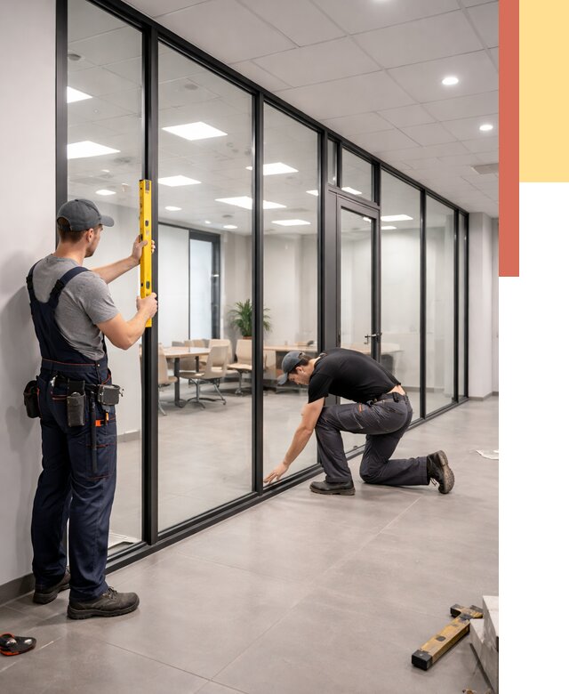 Каркасные стеклянные перегородки в Апшеронске под ключ от 9428 руб. | ОТДЕЛОЧНИК-Пшр