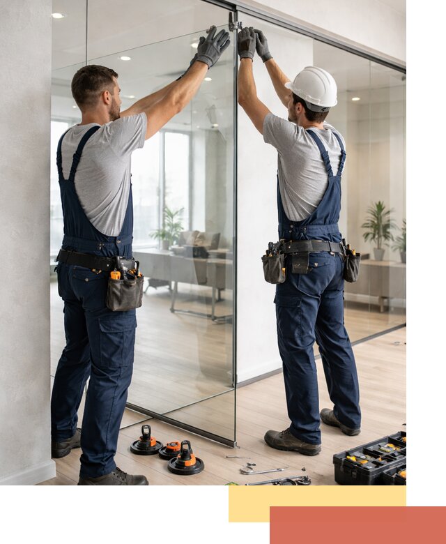 Безрамные стеклянные перегородки под ключ в Апшеронске