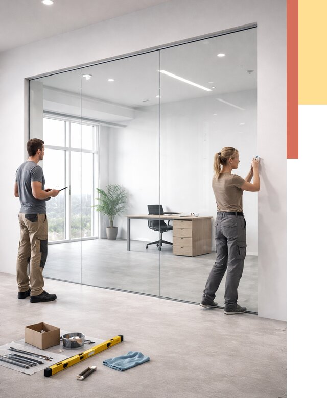 Перегородки из закаленного стекла в Апшеронске от 9736 руб. под ключ | ОТДЕЛОЧНИК-Пшр