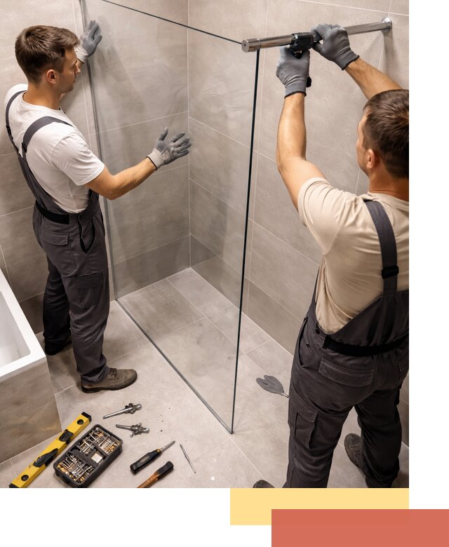 Стеклянные перегородки для душа в Апшеронске — изготовление и монтаж