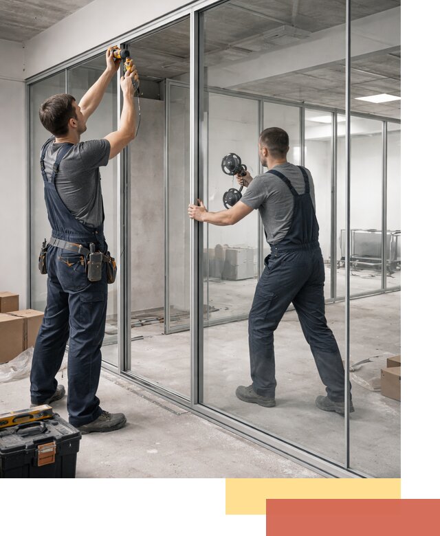 Алюминиевые перегородки со стеклом в Апшеронске — изготовление и монтаж