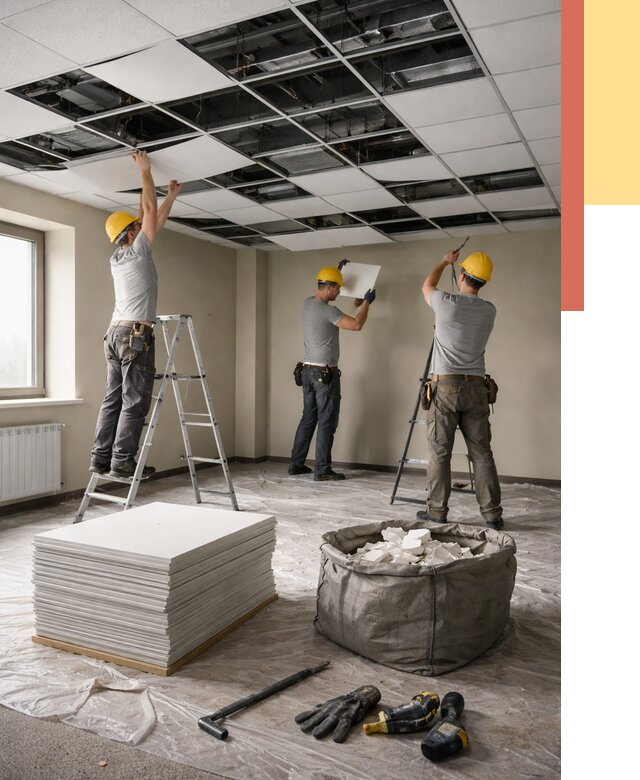 Демонтаж потолка Армстронг в Апшеронске от 4612 руб. быстро и недорого | ОТДЕЛОЧНИК-Пшр