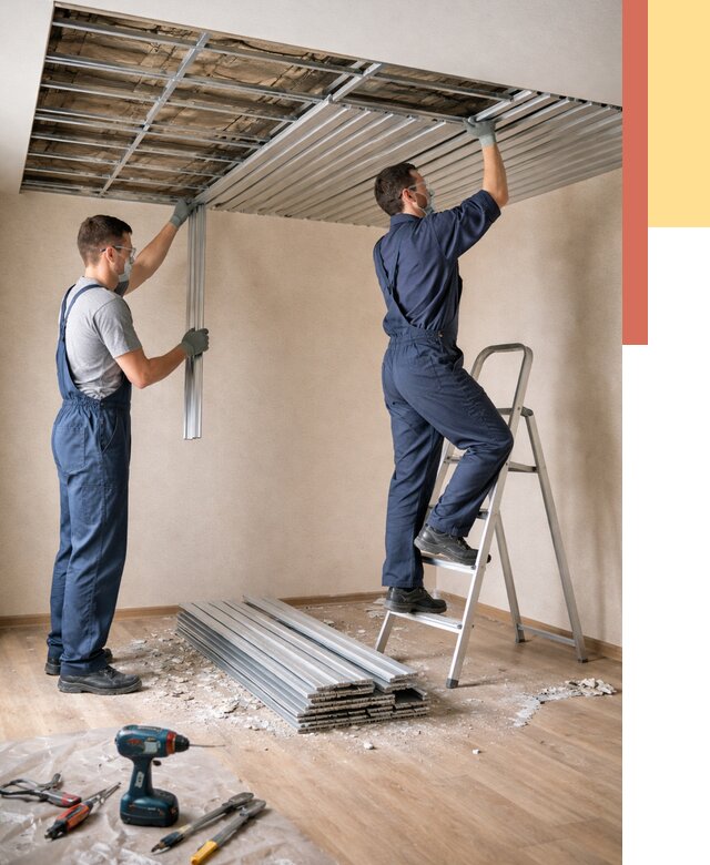 Демонтаж реечного потолка в Апшеронске от 4612 руб. быстро и недорого | ОТДЕЛОЧНИК-Пшр