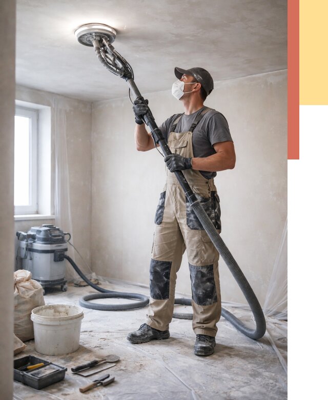 Шлифовка потолка в Апшеронске от 3587 руб. — услуги шлифования потолка | ОТДЕЛОЧНИК-Пшр