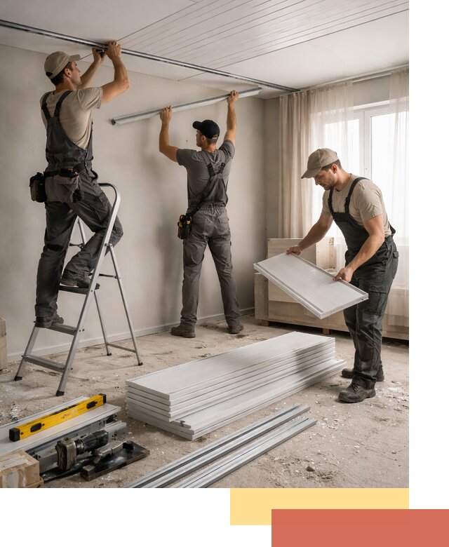 Монтаж потолка из ПВХ панелей в Апшеронске оперативно и качественно