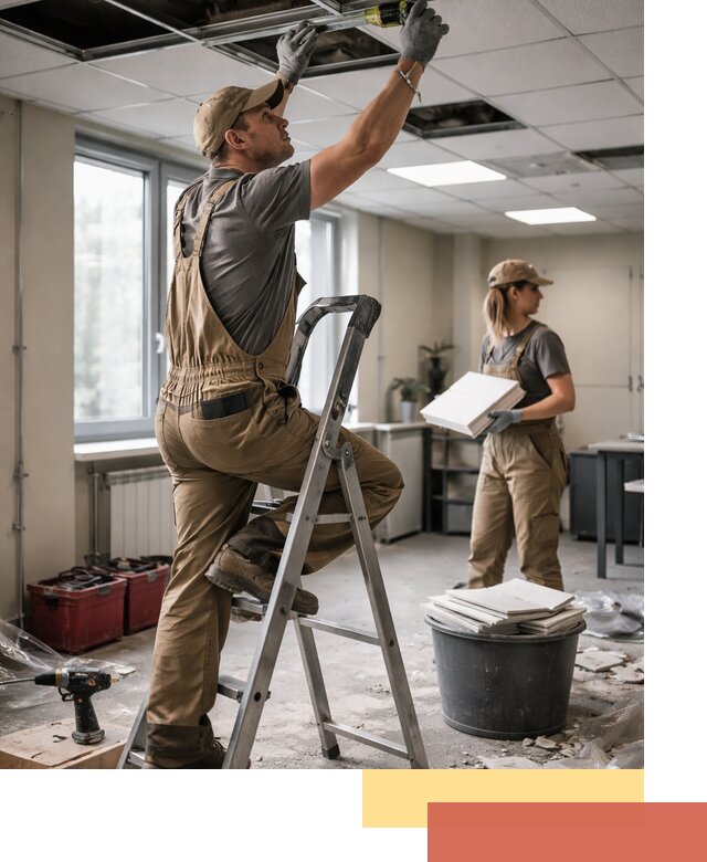 Ремонт потолка Армстронг и замена плит в Апшеронске