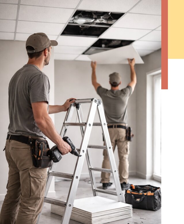 Обслуживание подвесного потолка в Апшеронске от 3587 руб. — быстро и недорого | ОТДЕЛОЧНИК-Пшр