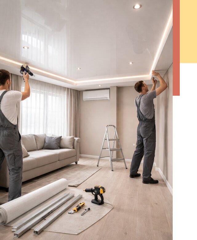 Монтаж глянцевого натяжного потолка в Апшеронске от 769 руб. под ключ | ОТДЕЛОЧНИК-Пшр