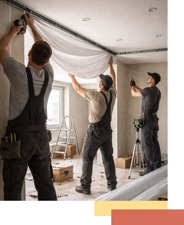 Монтаж парящего натяжного потолка под ключ в Апшеронске