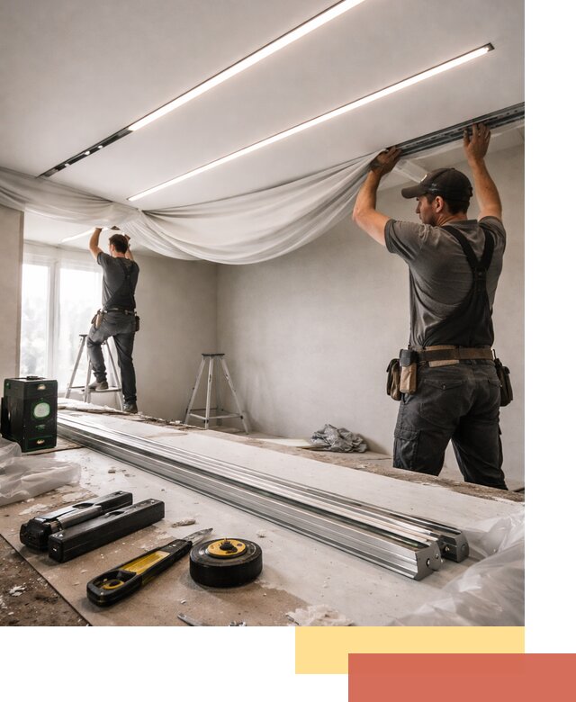 Монтаж натяжных потолков со световыми линиями в Апшеронске